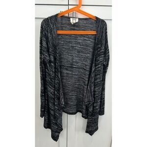PLA Girls'‎ Cardigan Sweater Size L (14-16) Black Gray Open Front Drape
